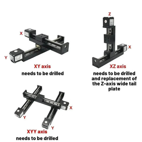 Solid Smooth XYZ Axis Slide With T06 Trapezoidal Lead Screw Linear Rail Motor Kit 50mm stroke for CNC router and 3D printer mods