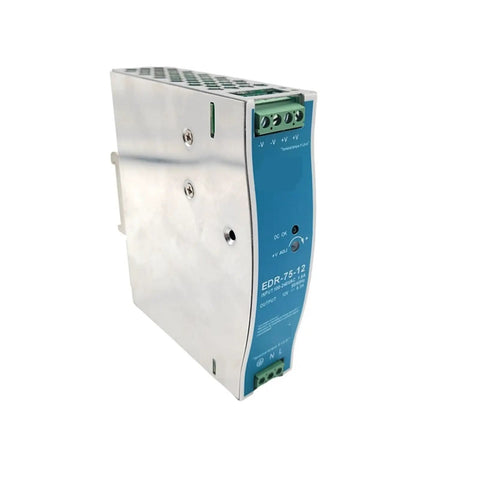 Din Rail Industrial Switching Mode Power Supply 75W 12V 24V DC For CNC Machines CCTV Systems And LED Lighting front view
