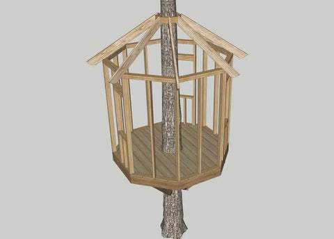 8 Foot Octagon Treehouse Kit With Hardware Included Wood Not Included Ready To Build Backyard Playhouse Frame Includes Static Brackets Rugged Structural Screws Lag Bolts For Built To Last Outdoor Fun