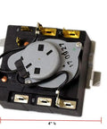 CKD1400 Dryer Timer Kit For GE Heavy Duty Dryers Replacement 4 Inch Length Fits Old And New Serial Numbers With Original Connectors Non OEM But OEM Style Specs shown.