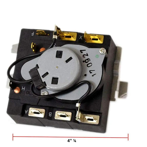 CKD1400 Dryer Timer Kit For GE Heavy Duty Dryers Replacement 4 Inch Length Fits Old And New Serial Numbers With Original Connectors Non OEM But OEM Style Specs shown.