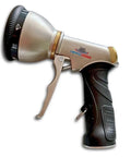 Heavy Duty Metal Garden Hose Nozzle Featuring Nine Versatile Spray Patterns For Outdoor Yard Irrigation Rust Resistant Drip Free Design Fits Standard Hoses Like A Cinch Today with durable zinc and rubber grip.