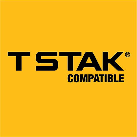 TSTAK Long Handle Tool Storage Organizer For Pro Style Gear With Flexible Platform logo on yellow background
