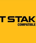 TSTAK Small Parts Organizer Box With Removable Compartments For Power Tool Accessories Stackable Storage Case 44 Pound Load Capacity Clear Compartments Durable Plastic Tool Box For Home Garage logo on yellow background