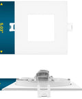 Dimensions of Ultra Thin 4 Inch LED Recessed Wafer Lights With Junction Box, top and side view showing 5.03" x 5" x 0.5"