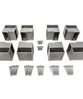 Beefy DIY Workbench Hardware Kit With 24-Inch By 48-Inch Base, 500-Pound Capacity, gray plastic brackets and fasteners displayed.
