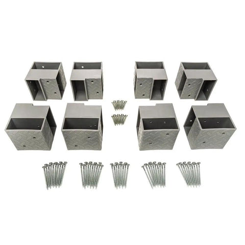 Beefy DIY Workbench Hardware Kit With 24-Inch By 48-Inch Base, 500-Pound Capacity, gray plastic brackets and fasteners displayed.