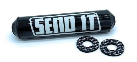 Off Road Universal Handlebar Pad With Free Grip Donuts For Dirt Bikes And ATVs Crossbar Fit Black Round Safety Cushion