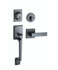 Matte Black 2-Way Adjustable Karsen Handleset For Front Entry Doors, Reversible For Left Or Right Swing, Exterior Keyed Lock And Interior Turning Knob