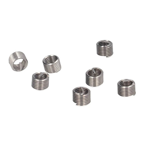 Stainless steel inserts from M10 X 1.25 Thread Repair Kit Pro Grade DIY Ready HSS Tap Set With Stainless Steel Inserts Drill Bit And Lug Breaker