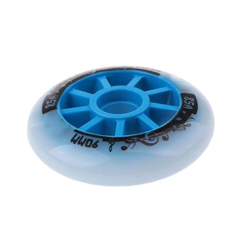 Inline Skate Wheels 90mm 100mm 85A Hockey Style Replacement Pack showing single blue wheel, suitable for smooth outdoor and indoor skating.
