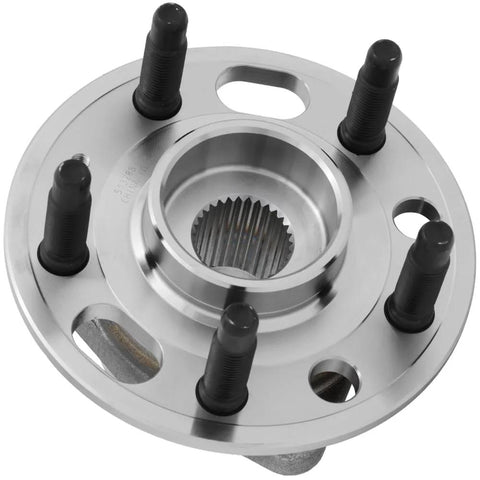 Close-up view of a 2 Pack Wheel Hub Bearing Assembly For GM Cars Beefy Heavy Duty Front And Rear OEM Replacement Kit for Regal, showing bolt studs.