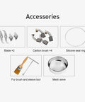 Electric Grain Grinder Mill For Corn Soybean Wheat And Spices accessories including blades, brushes, and mesh sieve