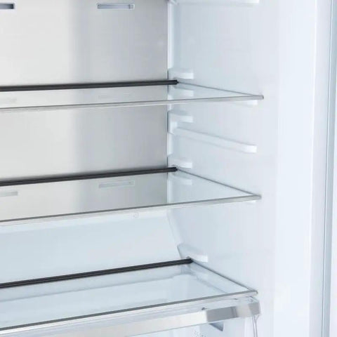 Pro Grade Built In Convertible Refrigerator And Freezer Combo With No Sweat Inverter Cooling 13.6 Cu Ft Capacity, interior shelving arrangement.