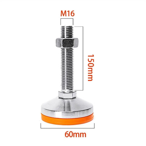 Bulletproof M12 And M16 Carbon Steel Leveling Screw Legs with orange non-slip base, 150mm height, and 60mm diameter.
