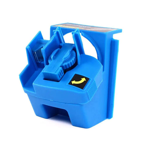 Rugged 65 Watt Electric Multitask Sharpener Fixes Drill Bits Chisels Scissors And Planer Knives Heavy Duty tool in blue plastic body.