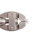 Solid Adjustable Hand Vise With Rotating Hardwood Handle That Snaps Securely And Grips Steady On Small Crafts Or Diy Builds Without Breaking A Sweat In Your Garage, showing steel jaws clamping small parts.
