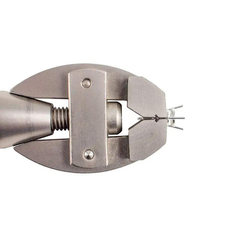 Solid Adjustable Hand Vise With Rotating Hardwood Handle That Snaps Securely And Grips Steady On Small Crafts Or Diy Builds Without Breaking A Sweat In Your Garage, showing steel jaws clamping small parts.