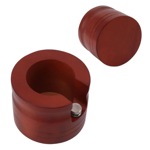Red Solid Wood Espresso Portafilter Holder And Tamping Station Precision Slot delivers wobble free tamping for 58mm filters.