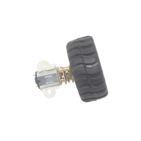 Side view of DC 12V Miniature Electric Motor Kit For DIY Toy Robots, copper wire rotor, fixed frame with nut, 42mm wheel diameter.