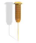 Close-up of a Solar Cemetery Light Cross Grave Memorial Glow 26 Inch Tall Outdoor Gold Aluminum With Ground Spike