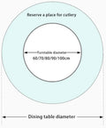Diagram showing measurements for Clear Glass Rotating Tray For Dining And Decor, 360 Degree Turntable Lazy Susan.