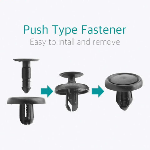 20 Pcs Engine Under Cover Push-Type Retainer Clips Replacement Kit For Toyota And Lexus Cars showing clip stages and assembly process