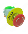 Latching Mushroom Emergency Stop Button DPST 1NO 1NC 10A 660V AC Panel Mount Heavy Duty Stop Switch With Clear Tactile Per Press And Quick Install For Industrial Machinery Control, red yellow panel-mount switch