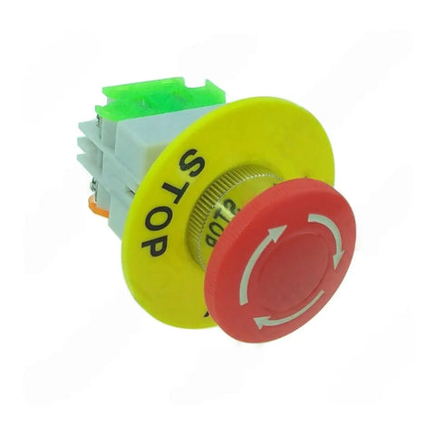 Latching Mushroom Emergency Stop Button DPST 1NO 1NC 10A 660V AC Panel Mount Heavy Duty Stop Switch With Clear Tactile Per Press And Quick Install For Industrial Machinery Control, red yellow panel-mount switch