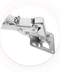 Heavy Duty Hidden Door Hinges 170 Degree Wide Angle Thick Door Hardware close-up image with screws for installation on stone and fire doors.