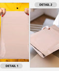 Khaki Waterproof Mailing Envelopes With Strong Adhesive For Clothes And Cosmetics shown held by hands demonstrating tear-resistance
