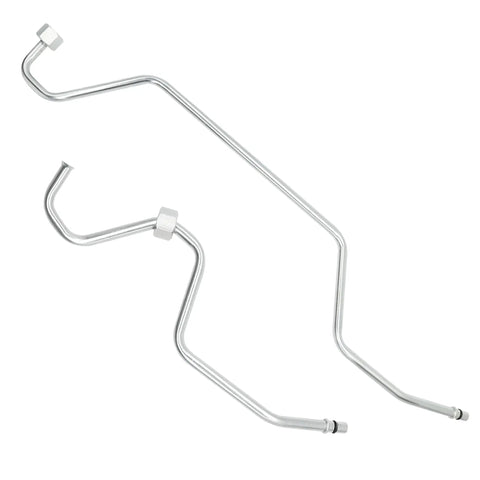 Rack Pinion Transfer Lines Hard Lines Kit Direct Fit For 2008 Through 2014 GMC And Chevrolet Yukon Sierra Tahoe Suburban Avalanche Silverado Cadillac Escalade ESV Includes 15254059 15254058 Plug And Play Ready Heavy Duty Upgrade silver steel lines