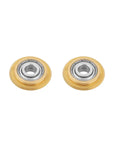 Pro Grade Heavy Duty Titanium Coated Tungsten Carbide Tile Cutter Wheel Replacement 2 Pack For Porcelain Ceramic And Glass Ultra Accurate Scoring Durable 22mm Wheel Fits Most Tile Cutters And Glass Score Tools, showing 22mm gold and silver wheels in a pair
