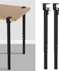 Badass Adjustable Telescopic Table Legs With F Shape Clamp Mount Black Steel Support Hardware For Diy Console And Dining Desk Hella Sturdy No Screw Hassles Quick Install Heavy Duty Furniture Upgrade Kit Of Four, showcasing mounted legs and clamp design.