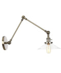 Wall Sconce Lights Indoor Bedroom Hallway Swing Arm Lamps with Switch,Adjustable Metal,Clear Glass Shade,Hardwired Industrial Lamp for, and Living Room with a vintage metal design and swing arm.