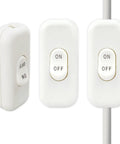 Three Pack Inline Cord Switches For Lamps And LED Lighting 250V 6A White Inline Lamp Switches For Bedroom Table Lamps Halloween Christmas Decor For Home Use Lit, shown in various angles