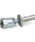 Close-up of Three Eighths Inch Screw Swivel Expandable Thread Rod Anchor For Pipe Hangers Install Vertical Up To 45 Degrees Electro Zinc Finish