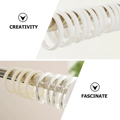 36 Pack Large Plastic Curtain Rings For Shower And Window Curtains With Smooth Glide Hooks on rod, classic white