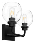 Industrial Style Bathroom Vanity Lighting Fixtures Four Light Matte Black Finish With Clear Globe Glass Farmhouse Bath Light