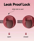 Leak-proof lid mechanism for FreeSip Insulated Stainless Steel Tumbler With Built In Straw 40oz Side Handle BPA Free Bottle in Black Cherry.