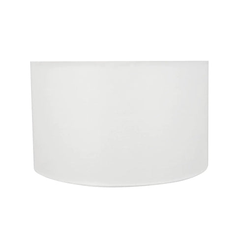 Off White Faux Linen Drum Lamp Shade With UNO Fitter 36 Mm Inner Ring Brass Fitter 17 Inch Tall By 17 Inch Wide Cylinder Shade front view