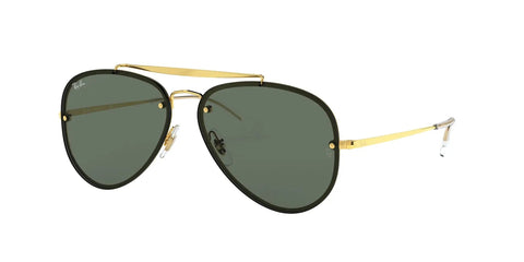 Blaze Aviator Sunglasses For Unisex, Gold Frames With Dark Green Lenses, 61 Millimeter Size, Non Polarized Plastic Lenses