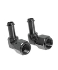 Female AN6 To Three Eighths Inch Hose Fittings With 90 Degree Swivel And Side Port Swivel Seal For Oil Fuel Water Gas And Air Lines Rugged Aluminum Black 2 Pack, angled pair