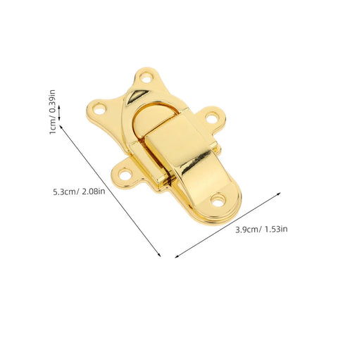Super Cool 2 Piece Golden Zinc Alloy Duckbilled Toggle Latch Set, 5.3cm x 3.9cm, ideal for secure wooden cases and tool boxes.
