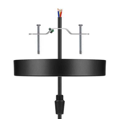 Six Inch Black Ceiling Canopy Kit For Pendant Lights And Chandeliers With Three Hole Mount Includes Cross Bar Loop And All Hardware