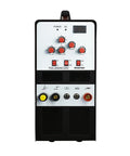 Front view of LOTOS TIG200ACDC 200A AC/DC Aluminum Tig Welder with DC Stick/Arc Welder, Square Wave Inverter controls and connectors.
