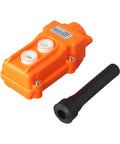 2 Way Push Button Switch Rainproof Hoist Pendant Controller for Outdoor Cranes, Rugged Weatherproof Industrial Switch With Rubber Sleeve, AC 500V 2A Capacity, Beefy Heavy Duty, Easy Setup, Orange Red Device, orange two-button up/down switch with black rubber sleeve
