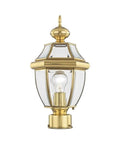 Outdoor Post Light With Clear Beveled Glass Shades In Polished Brass For Classic Curb Appeal Handcrafted Solid Brass Exterior Fixture