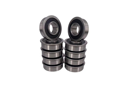 10 Pack 5/8 Inch Flanged Ball Bearings For Lawn Mower Wheels, ID 5/8 Inch, OD 1-3/8 Inch, Height 1/2 Inch, Double Sealed, Bearing Steel, front view
