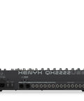 Back panel of Premium Ultra Low Noise Twenty Two Input Two Bus Mixer with various audio inputs and USB connection